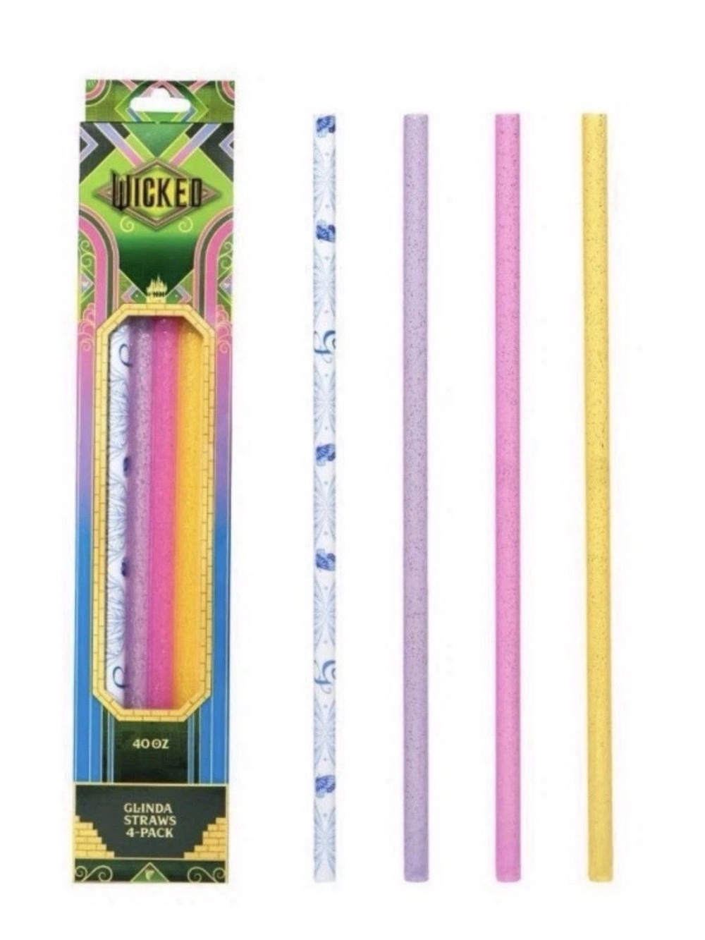 Wicked CharCharms Glinda 40 oz Straws 4-pack for Tumblers Limited Edition RARE